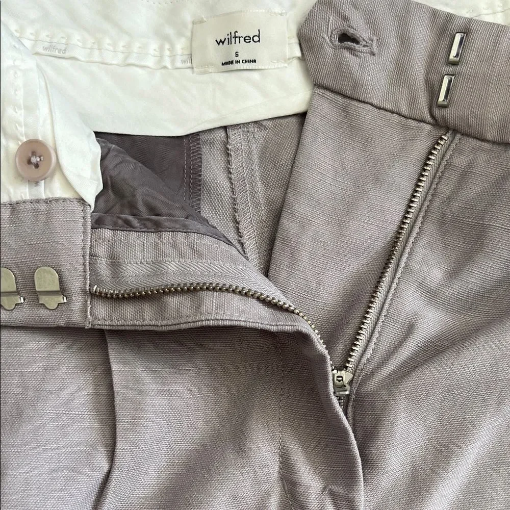 NWOT Aritzia Wilfred London Grey Linen Blend Wider the Effortless Pant in Size 6